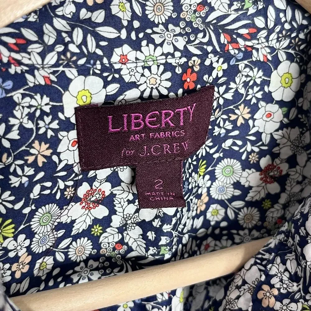 J.Crew Liberty Art Fabrics Floral Button Shirt Blouse Cotton Size 2 Women’s